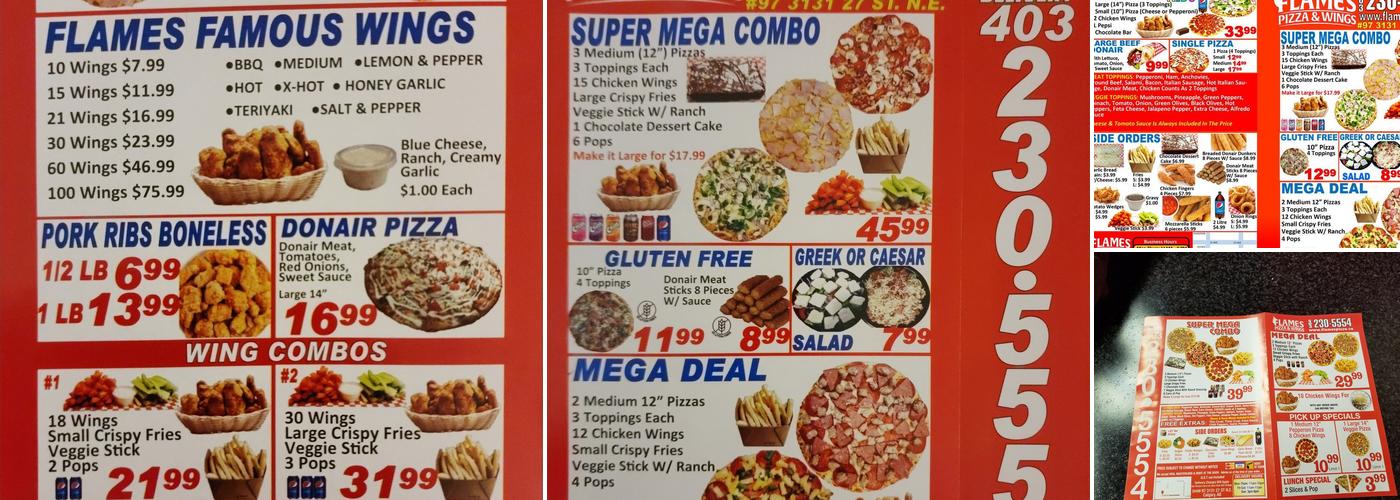 Flames Pizza & Wings Menu