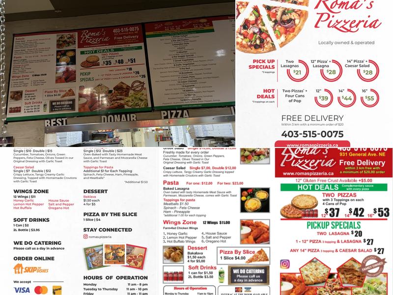 Roma's Pizzeria Menu