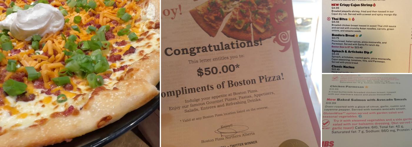 Boston Pizza Menu