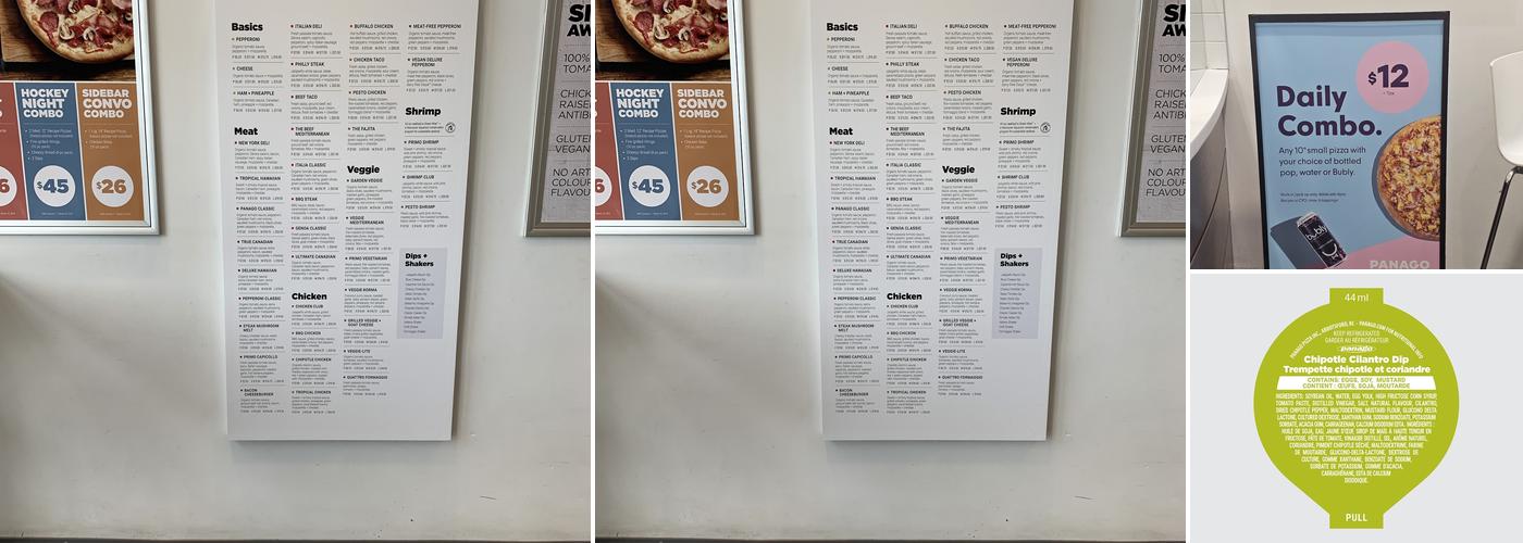 Panago Pizza Menu