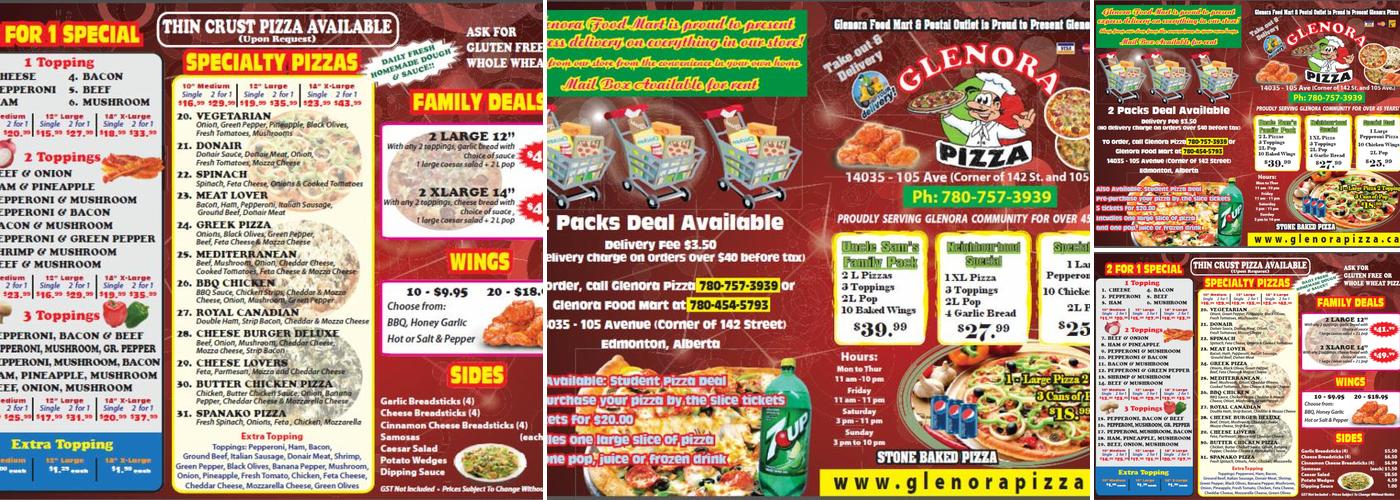 Glenora Pizza Menu