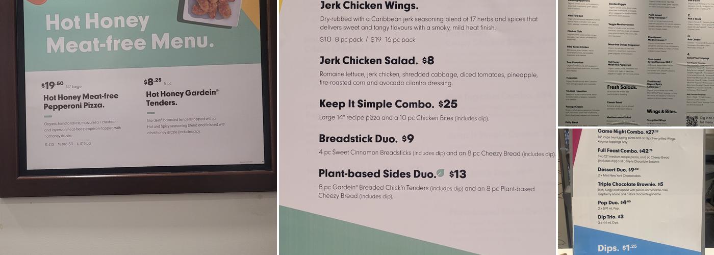 Panago Pizza Menu