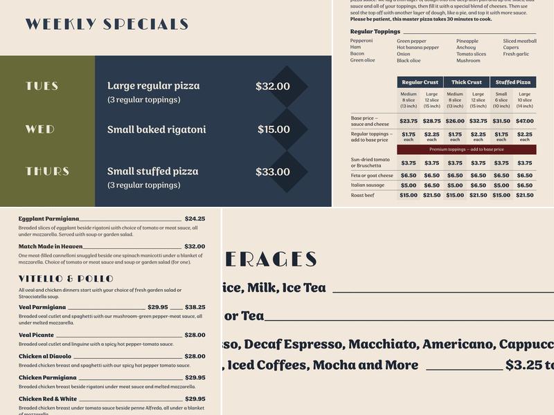 Chicago Style Pizza Menu