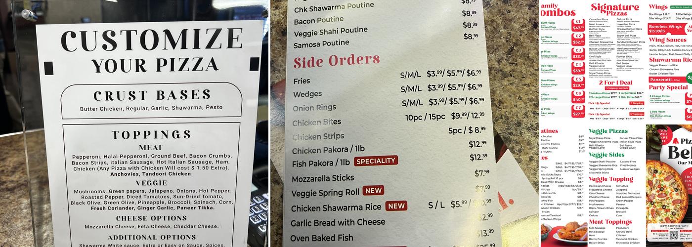 Pizza Bell & Wings Menu