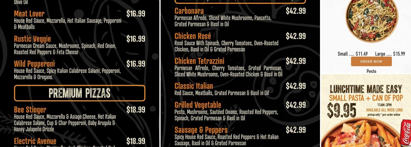 DoughBox Wood Fired Pizza & Pasta - Hamilton Menu