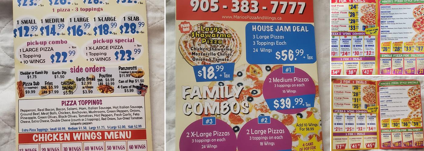 Mario's Pizza and Wings Menu