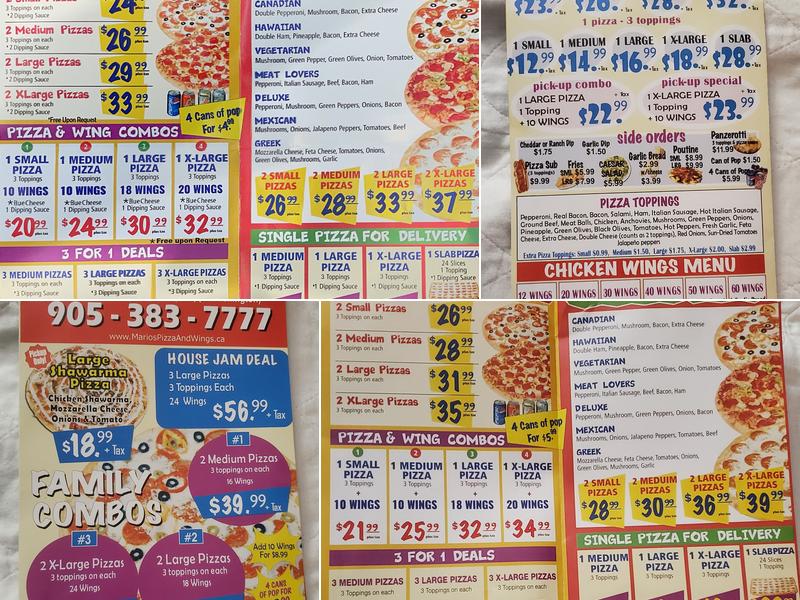 Mario's Pizza and Wings Menu