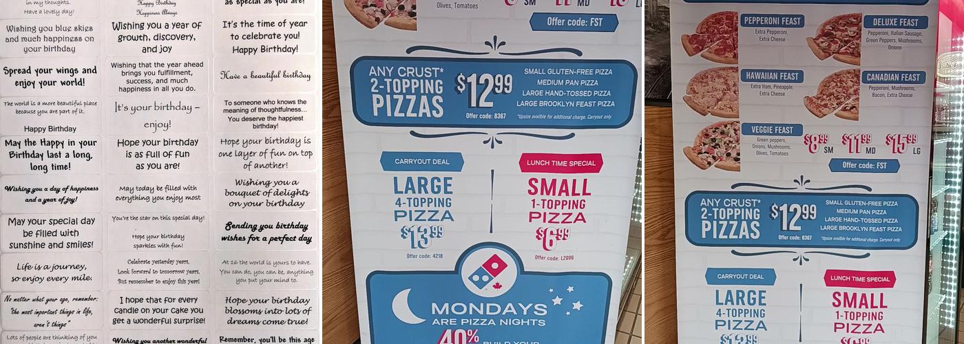 Domino's Pizza Menu