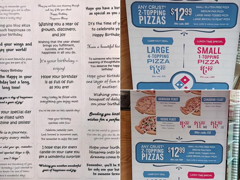 Domino's Pizza Menu
