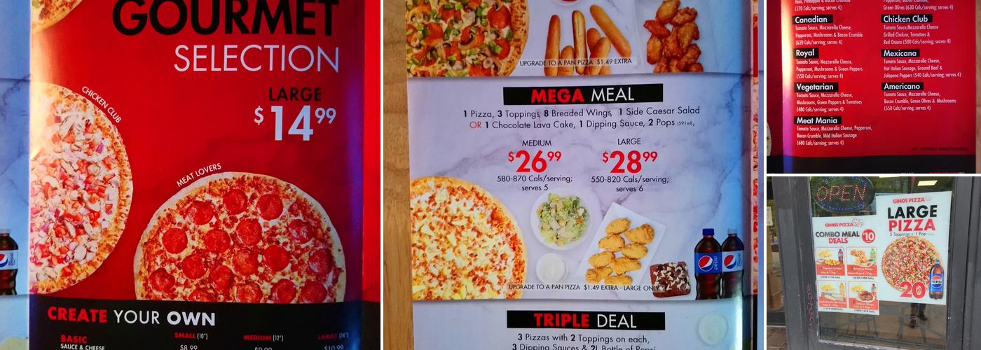 Gino's Pizza Menu