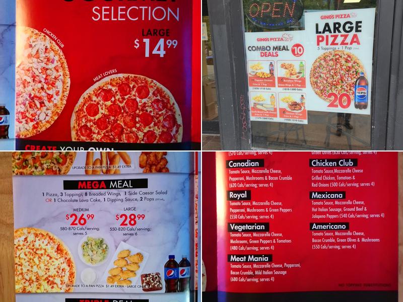 Gino's Pizza Menu