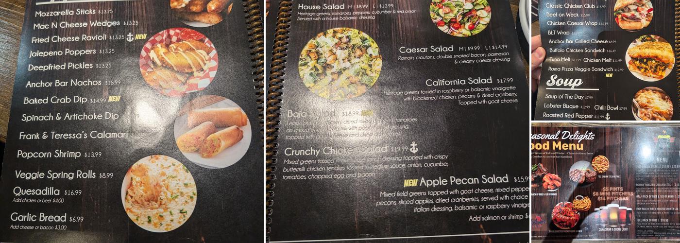 Anchor Bar Menu