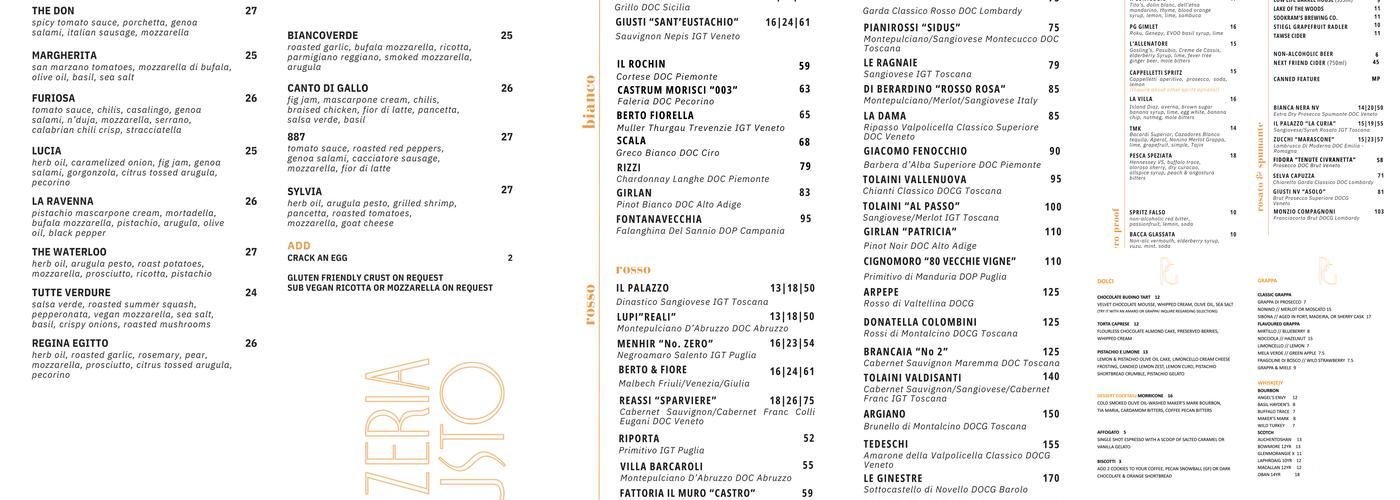 Pizzeria Gusto Menu