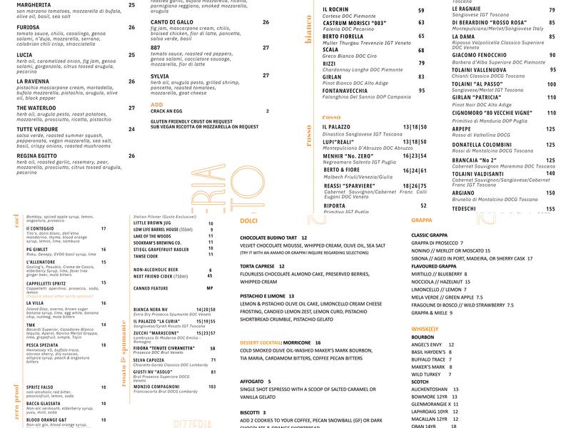 Pizzeria Gusto Menu