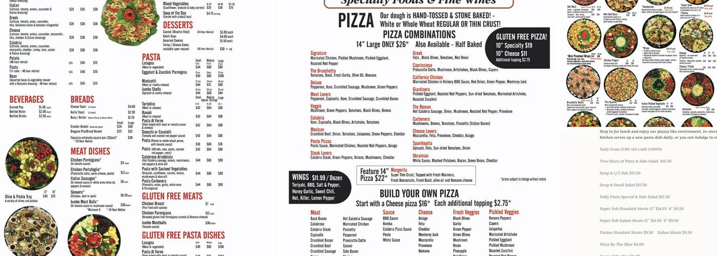 Calabria Market & Wine Store Menu