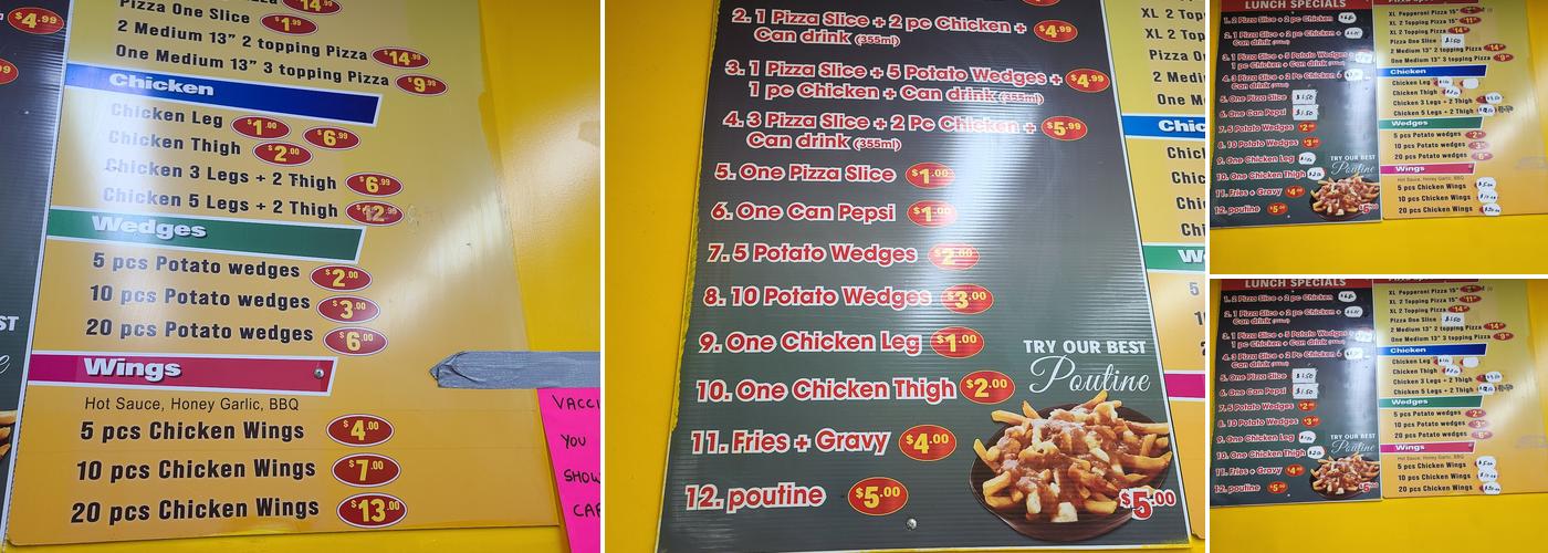 99 Cent Pizza Menu