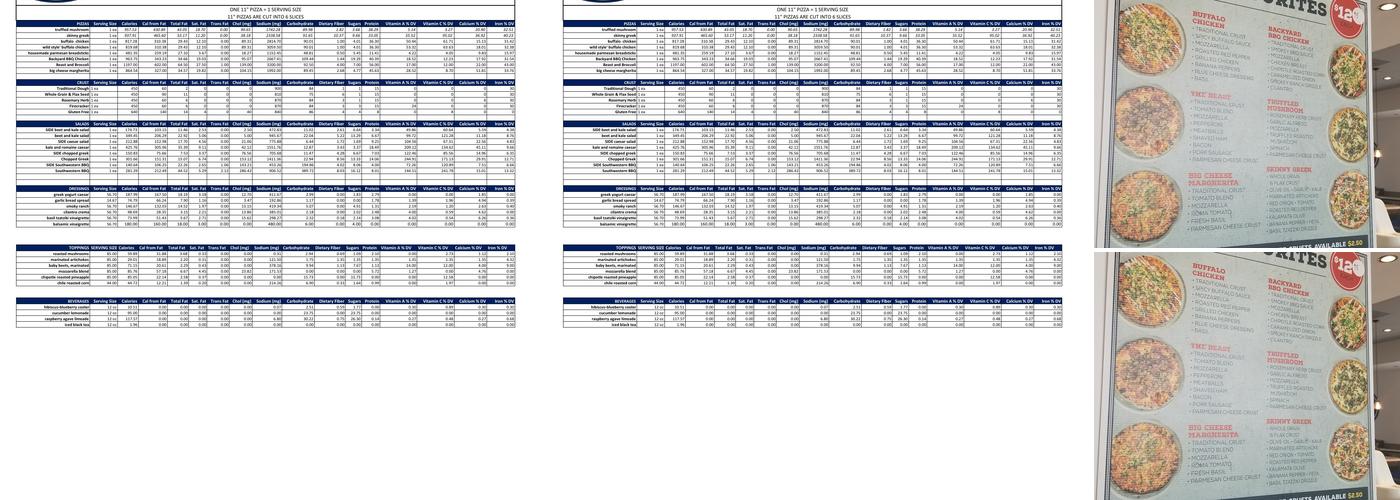 Pizza Studio Canada Menu