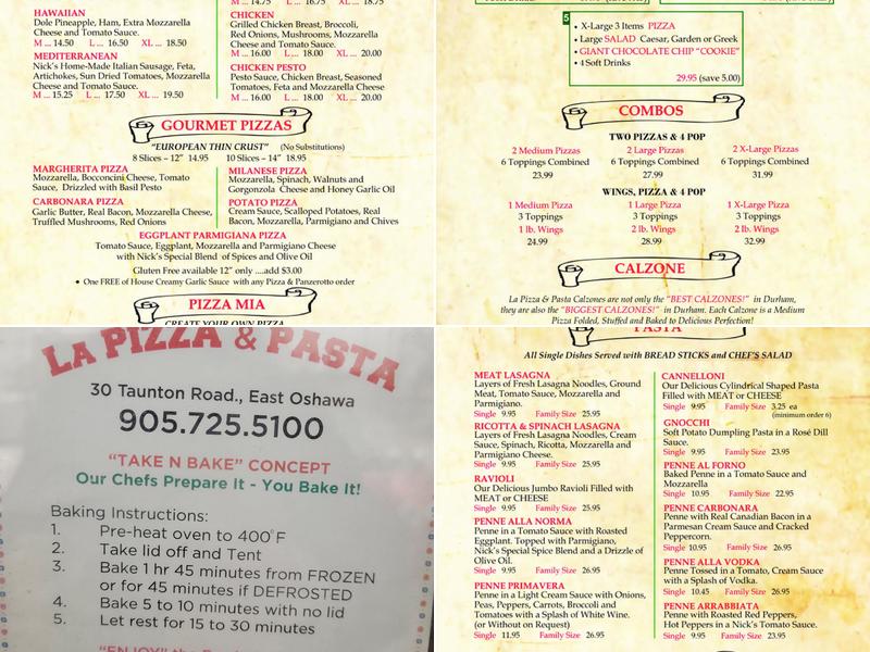 La Pizza & Pasta Menu