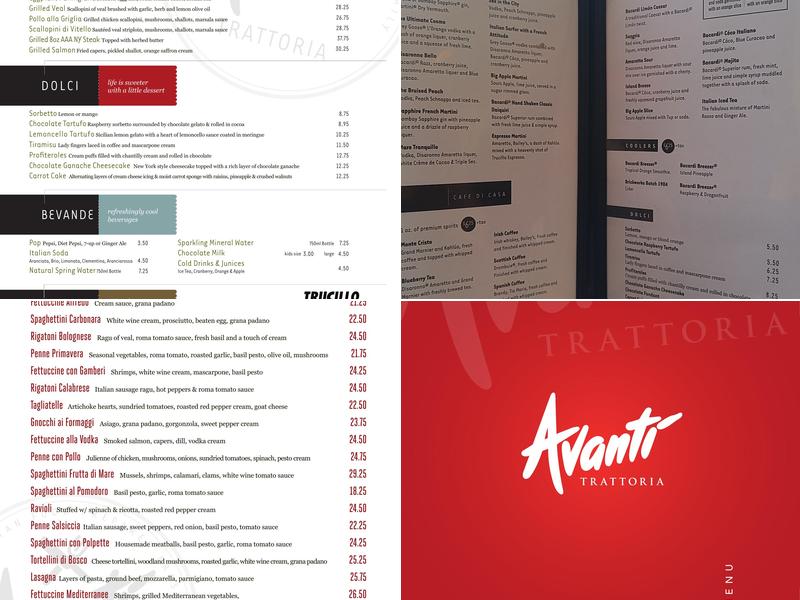 Avanti Trattoria Menu