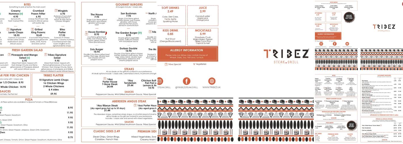 Tribez Steak & Grill Rochdale Menu