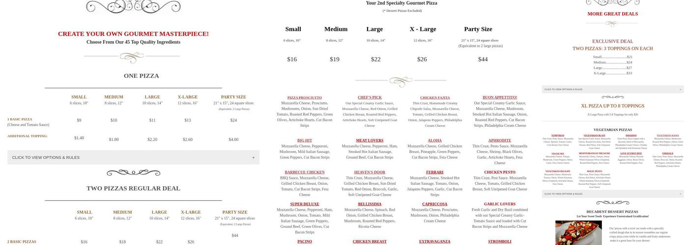 Pizza Prosciutto Menu