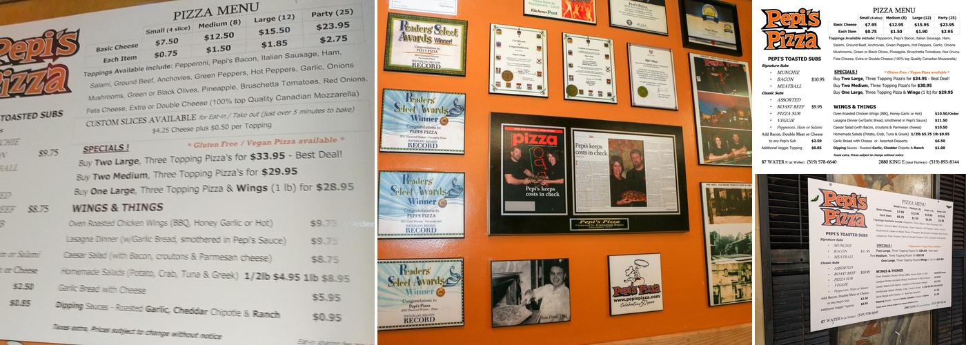 Pepi's Pizza Menu