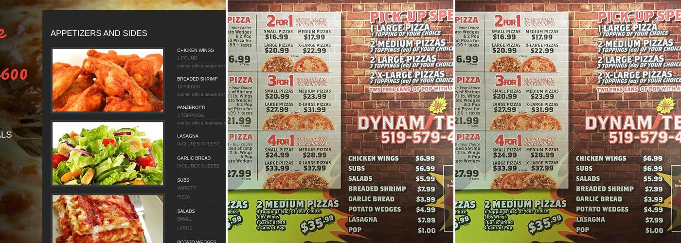 Dynamite Pizza Menu