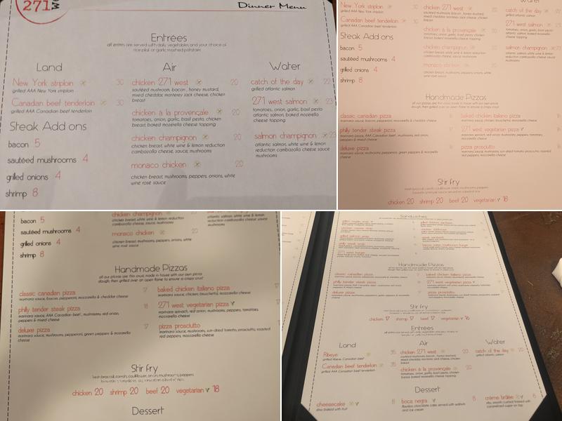 271West Restaurant Menu