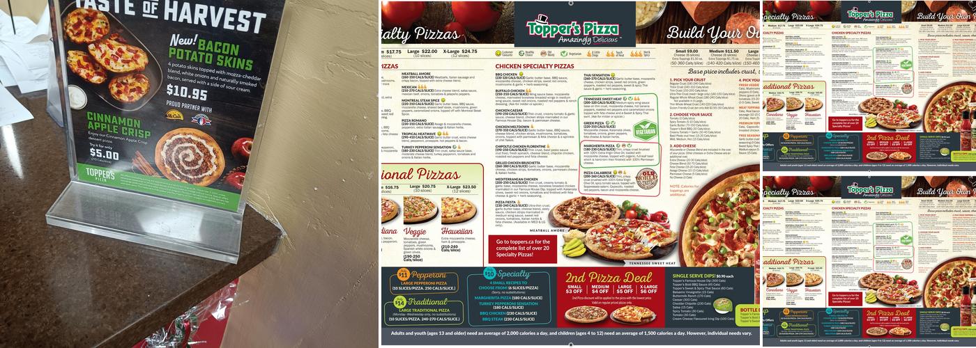 Topper's Pizza - Kitchener Menu