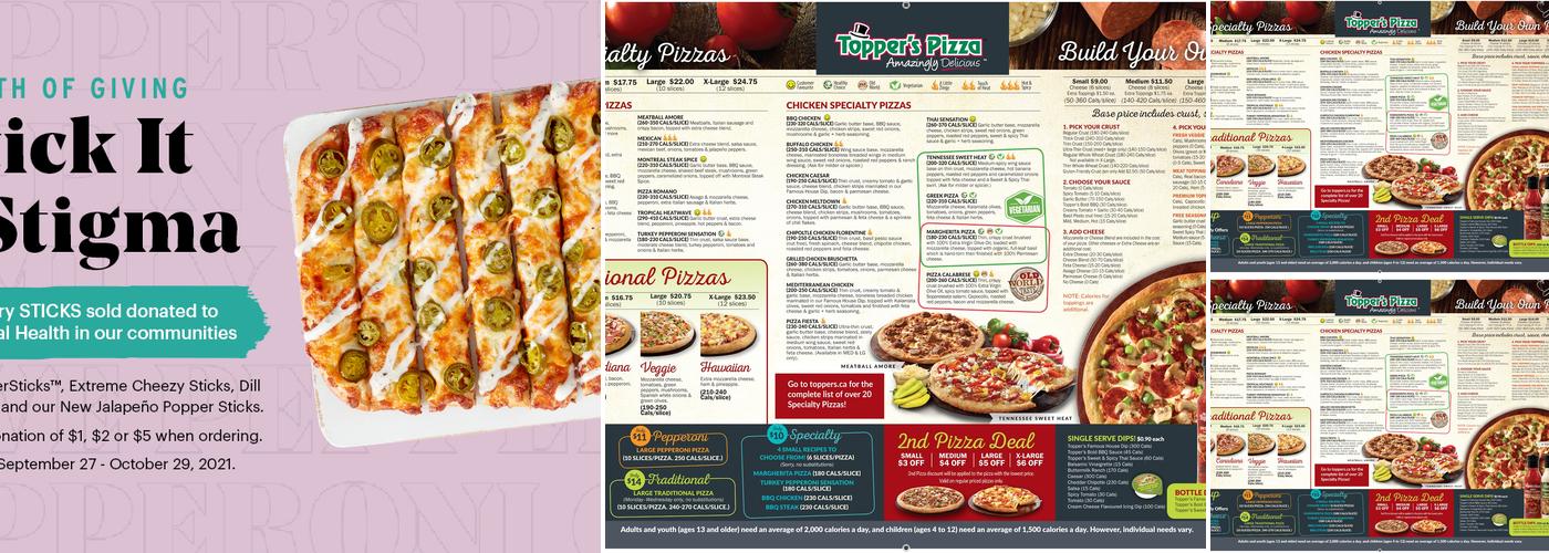 Topper's Pizza - Kitchener Menu