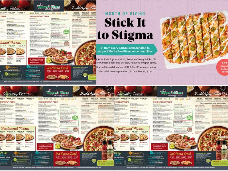 Topper's Pizza - Kitchener Menu