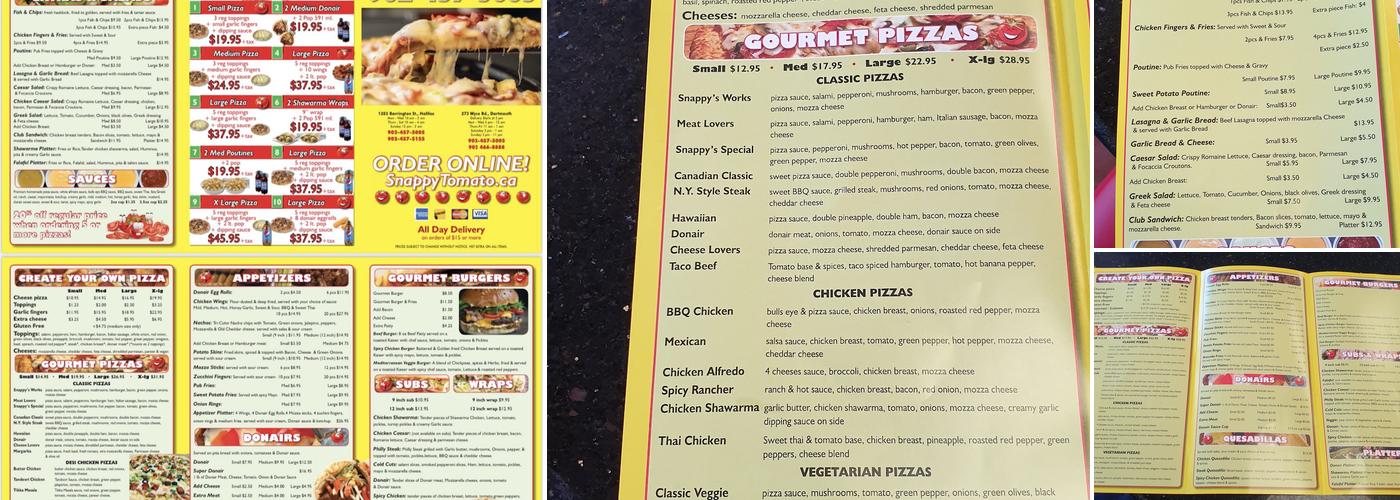 Snappy Tomato Menu