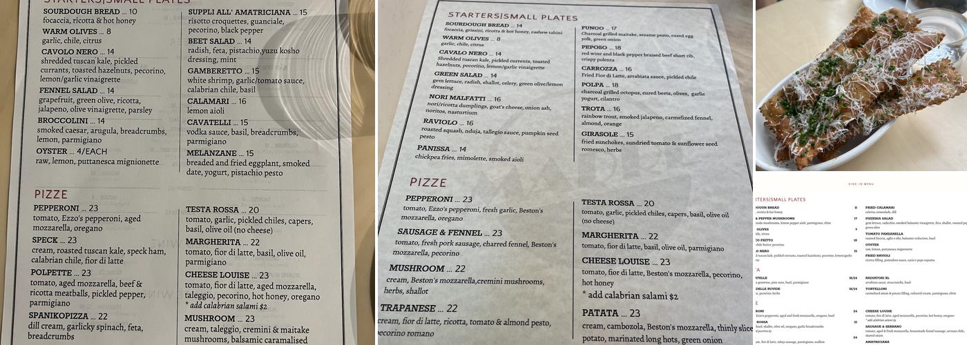 Pizzeria Madre Menu
