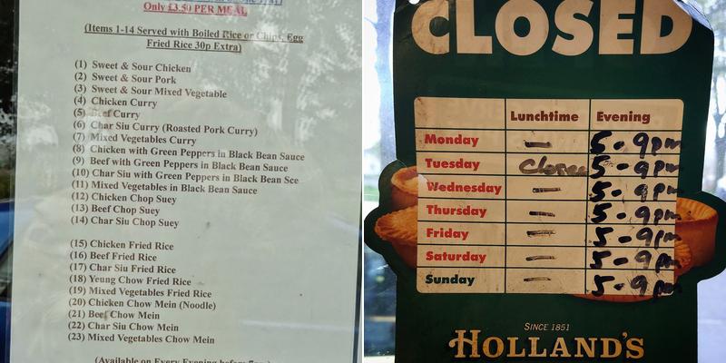 Delicious House Chippy Menu