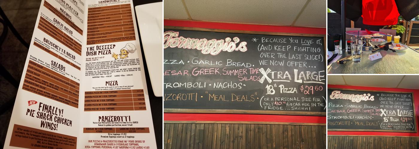Formaggios Pie Shack Menu
