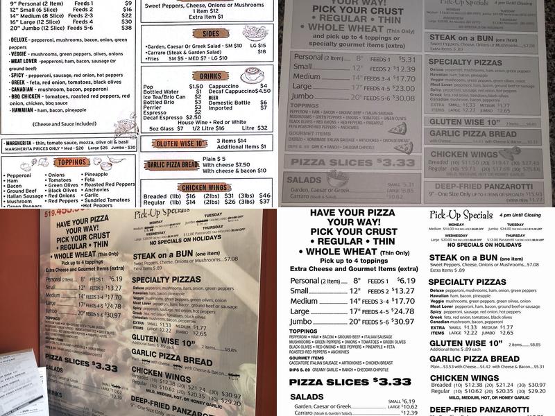 Rico's Pizzeria Menu