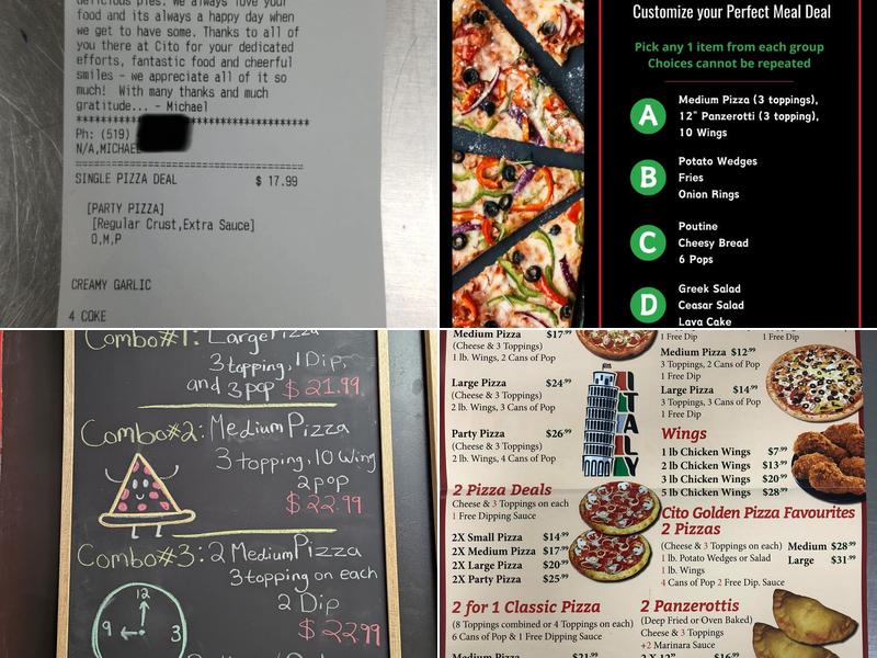 Cito Pizza Menu