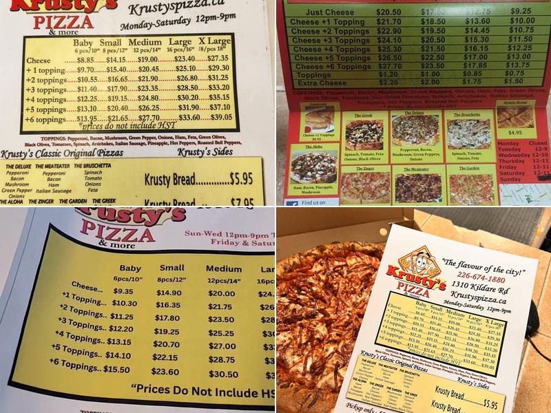 Krusty's Pizza Menu