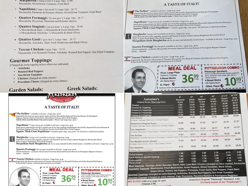 Antonino's Original Pizza—South Windsor Menu