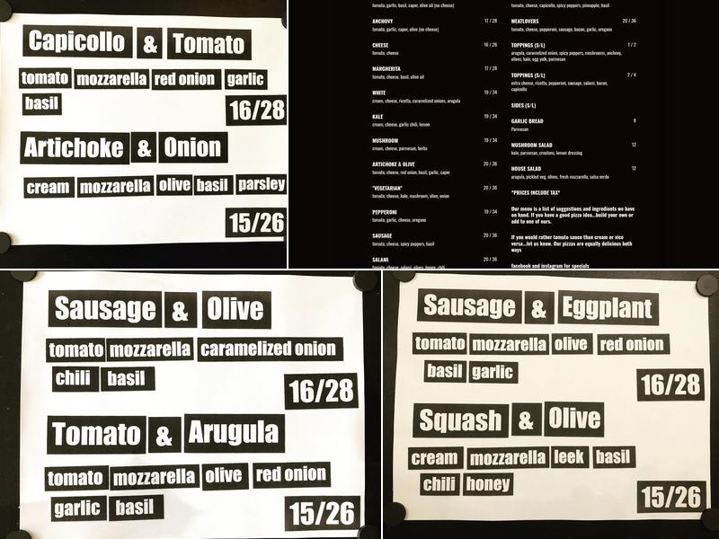 Standard Pizza Menu