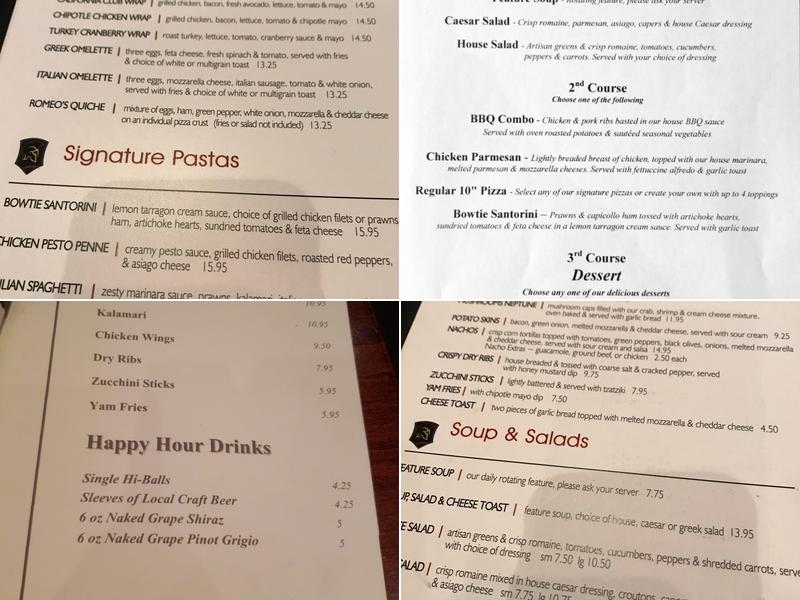 Romeo's Menu