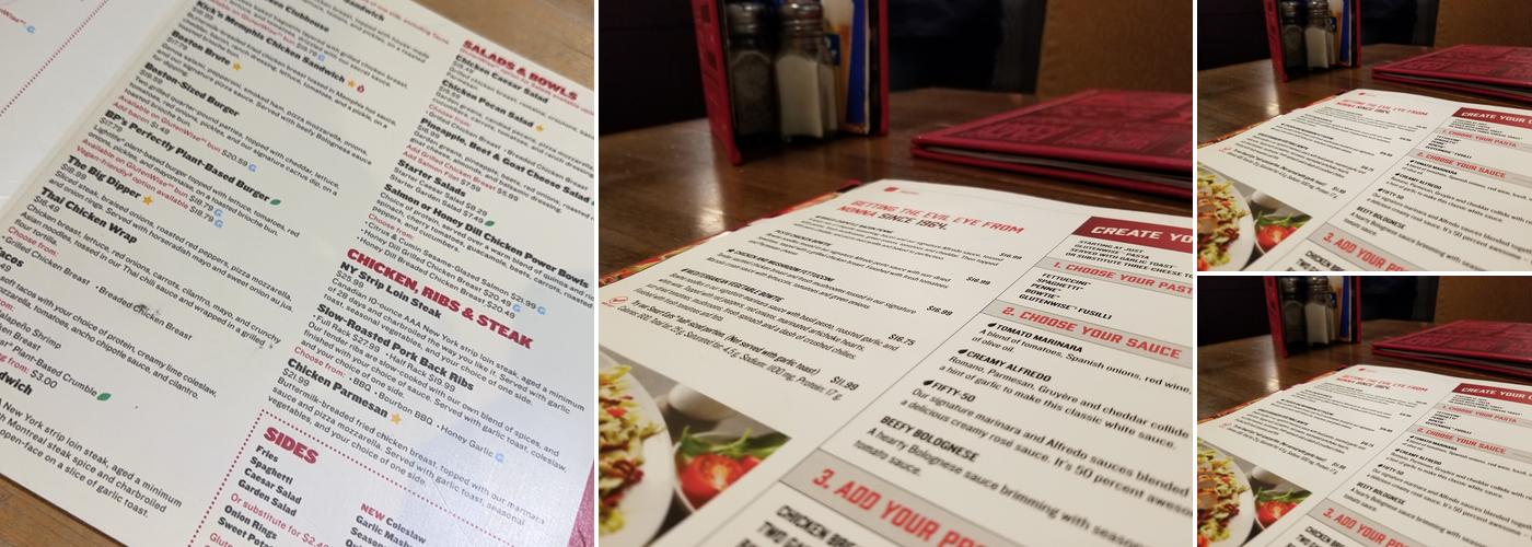 Boston Pizza Menu