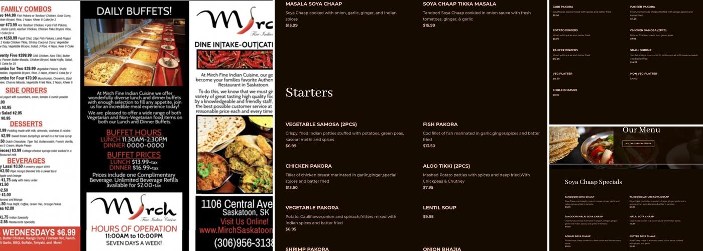 The Bombay Restaurant & Sweets Menu