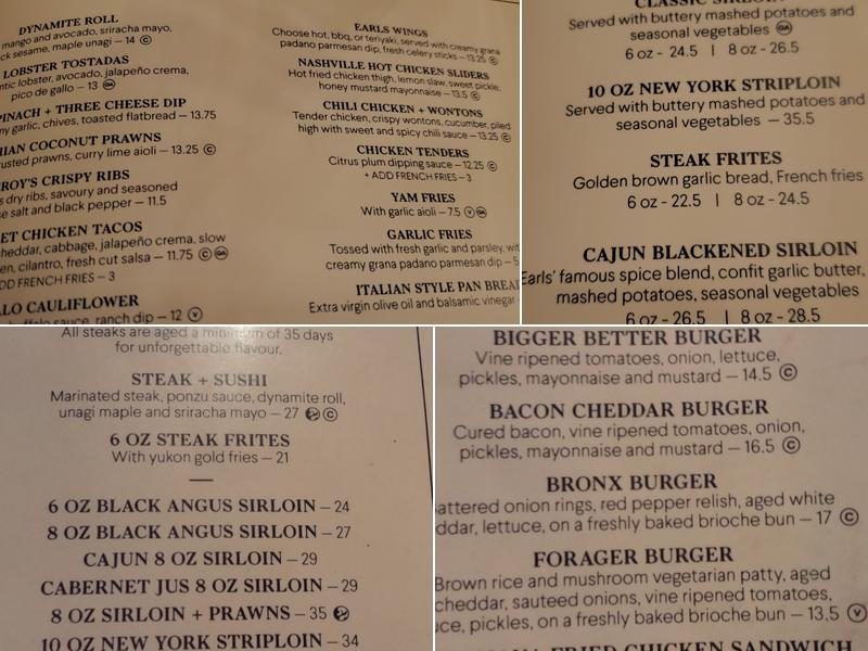 Earls Kitchen + Bar Menu