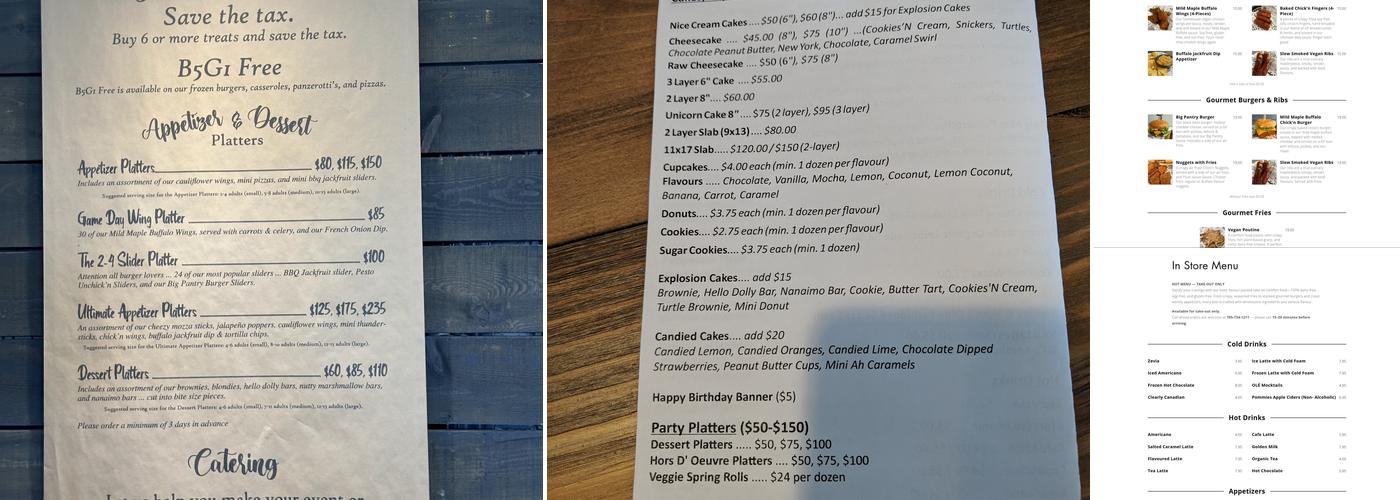 The Vegan Pantry Menu