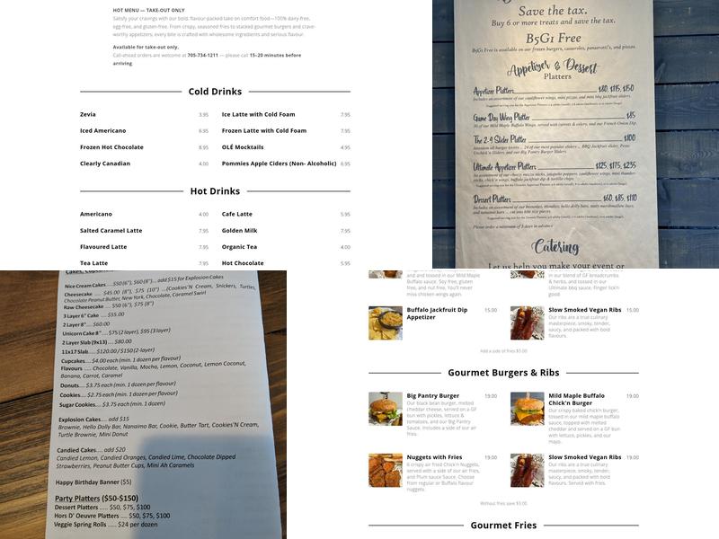 The Vegan Pantry Menu