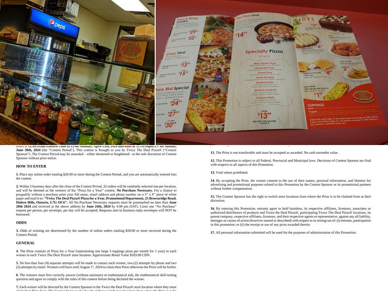 Twice The Deal Pizza Menu