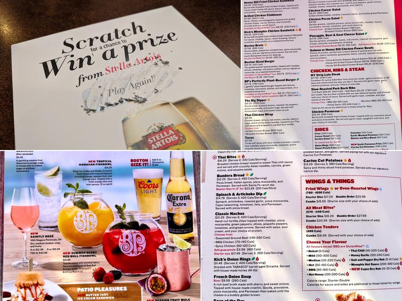 Boston Pizza Menu