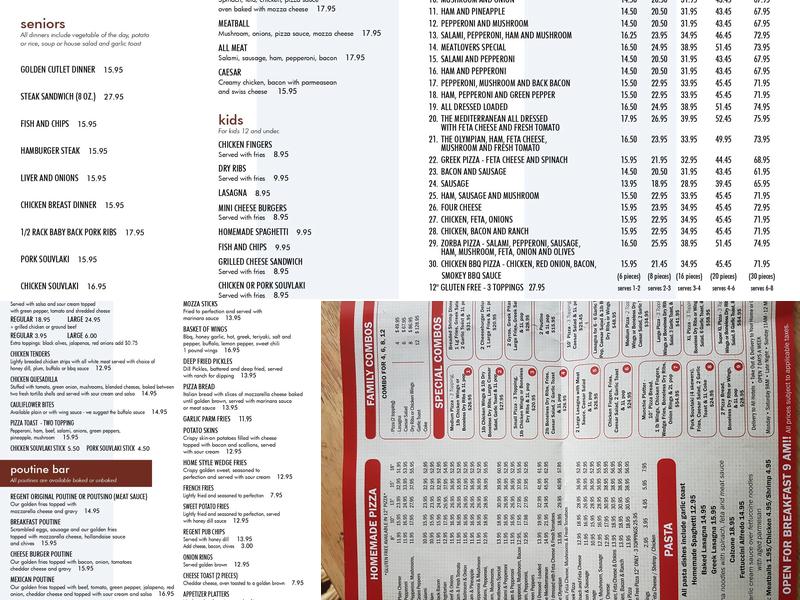 Regent Family Restaurant & Neighbourhood Pub Menu