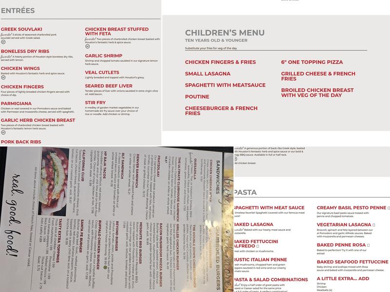 Houston Pizza Menu